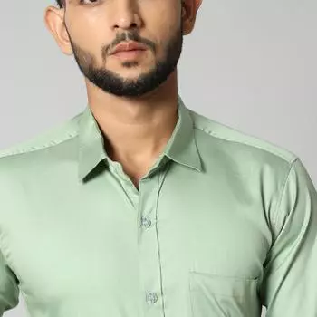 Мужская светло-зеленая рубашка в деловом стиле с длинными рукавами, 90% гребенного хлопка и 10% атласа S светло-зеленый