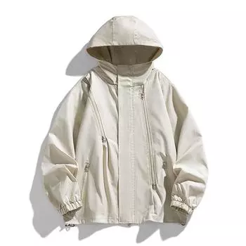 Мужская свободная американская лоскутная куртка для активного отдыха на открытом воздухе, спортивная куртка с капюшоном из жесткого материала M белый