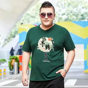 Мужская свободная футболка больших размеров с короткими рукавами больших размеров Fat Man Очень большая верхняя футболка с половиной рукавов Fat Man Нижняя рубашка 7XL 2XL красный