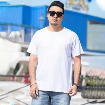 Мужская свободная футболка большого размера M-7XL 8XL Мужская однотонная футболка с круглым вырезом и короткими рукавами M белый