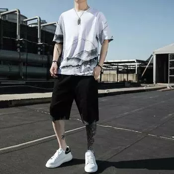 Мужская свободная футболка MAITA из ледяного шелка с короткими рукавами, повседневный спортивный костюм XXXL хаки