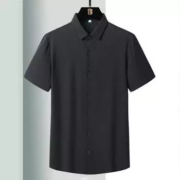 Мужская свободная и негабаритная повседневная эластичная рубашка из ледяного шелка с короткими рукавами, летняя рубашка с короткими рукавами 8XL