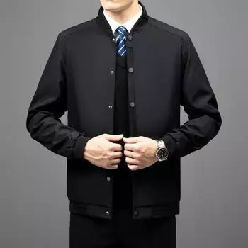 Мужская свободная и универсальная бейсбольная куртка с воротником, простая и модная, для летчиков 8XL чёрный