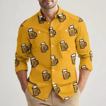 Мужская свободная классическая рубашка с лацканами и несколькими карманами, промышленная рабочая рубашка-топ L