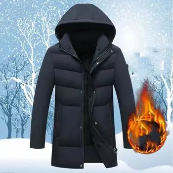 Мужская свободная куртка больших размеров, зимняя утолщенная длинная теплая куртка с капюшоном, подкладка из хлопка, пушистая теплая куртка XS