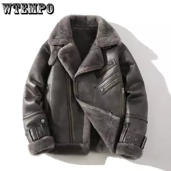 Мужская свободная куртка большого размера с меховой подкладкой и утолщенными теплыми лацканами S серо голубой