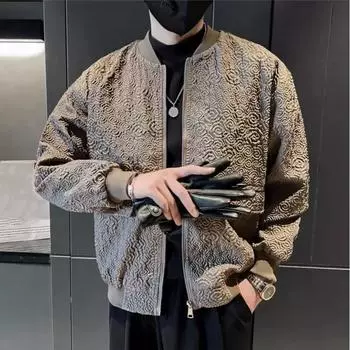 Мужская свободная куртка с воротником-бейсболкой, весна-осень, повседневная куртка с длинными рукавами и цветочным принтом 3XL чёрный