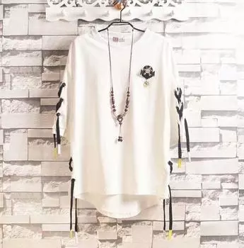 Мужская свободная летняя футболка в стиле ретро с коротким рукавом больших размеров в стиле хип-хоп с круглым вырезом 3XL белый