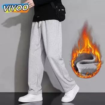 Мужская свободная одежда осень-зима из хлопка плюс бархат повседневные толстые спортивные брюки брюки широкие брюки для улицы спортивные штаны для мужчин 3XL