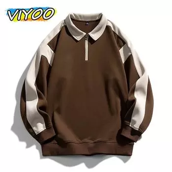 Мужская свободная одежда весна-осень Повседневные футболки с длинным рукавом Поло Толстовки для мужчин Пуловеры Уличная одежда 3XL белый