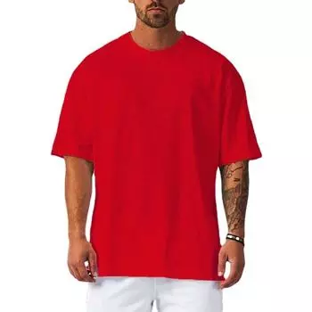 Мужская свободная однотонная сетчатая футболка Do The Work большого размера для спортзала, спорта, бодибилдинга, фитнеса, летняя модная повседневная быстросохнущая футболка M красный