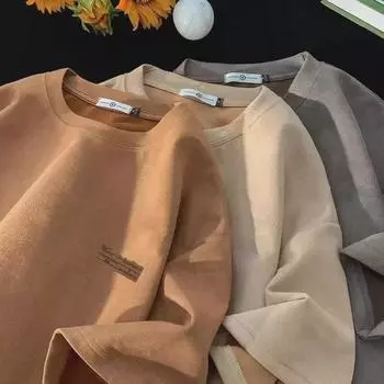 Мужская свободная повседневная футболка с коротким рукавом в корейском стиле - модный летний топ из Гонконга