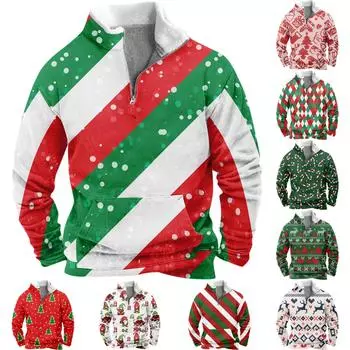 Мужская свободная повседневная модная толстовка без капюшона с воротником-стойкой и полумолнией XXXXXL красный