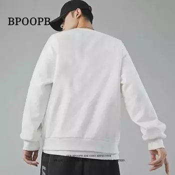 Мужская свободная повседневная однотонная толстовка с круглым вырезом и заниженной линией плеч (Подходит для веса до 300 фунтов) 2XL темно-серого