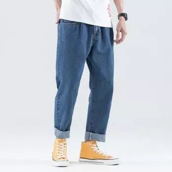 Мужская свободная прямая трубка, модный брендовый кулон в гонконгском стиле, широкие весенние брюки, рабочая одежда, джинсы 27