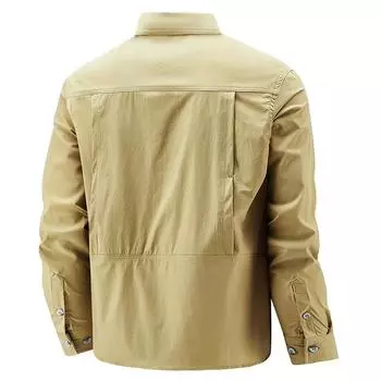 Мужская свободная рубашка с длинным рукавом, мужская осенняя куртка, многокарманная рабочая одежда, повседневная деловая рубашка XXXXXL чёрный