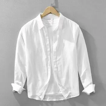 Мужская свободная рубашка с длинным рукавом S белый