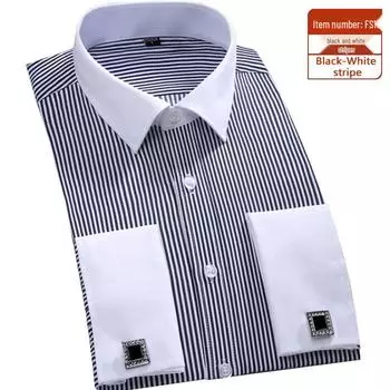 Мужская свободная рубашка с французскими запонками – вечерние наряды на весну, лето, осень L (for 120-135 lbs)