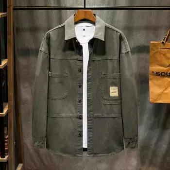 Мужская свободная рубашка в стиле ретро для работы на весну и осень, простая рубашка больших размеров 7XL чёрный