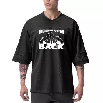 Мужская свободная сетчатая футболка с v-образным вырезом и v-образным вырезом Do The Work, бодибилдинг, летняя спортивная футболка с короткими рукавами и принтом для фитнеса и спортзала M чёрный