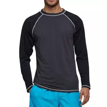 Мужская свободная солнцезащитная одежда с длинными рукавами Upf 50+ Пляжное солнце Быстросохнущая одежда Мужская одежда для серфинга Мужские купальники L чёрный