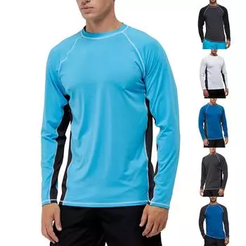 Мужская свободная солнцезащитная одежда с длинными рукавами Upf 50+ Пляжное солнце Быстросохнущая одежда Мужская одежда для серфинга Мужские купальники L чёрный