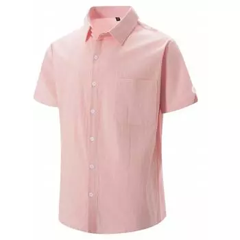 Мужская свободная толстовка из хлопка и льна, пляжная молодежная мужская рубашка с коротким рукавом S белый