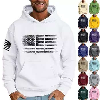Мужская свободная толстовка с капюшоном и принтом флага, мужская повседневная модная спортивная толстовка L
