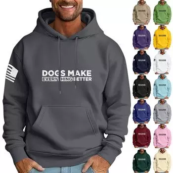 Мужская свободная толстовка с капюшоном и принтом флага, мужская повседневная модная спортивная толстовка L белый