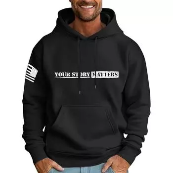 Мужская свободная толстовка с капюшоном и принтом флага, мужская повседневная модная спортивная толстовка M темно-синий