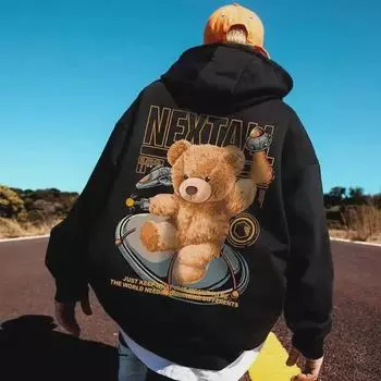 Мужская свободная толстовка с капюшоном - осенне-зимний уличный стиль, модная толстая куртка с бархатной подкладкой 3XL