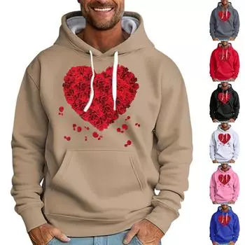 Мужская свободная толстовка с капюшоном с принтом, мужская повседневная модная спортивная толстовка L чёрный