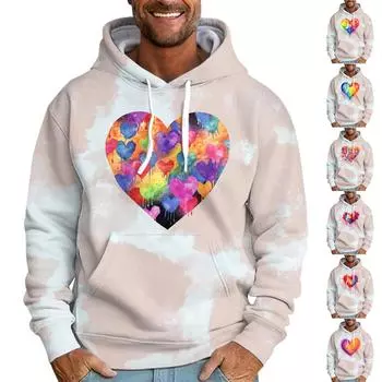 Мужская свободная толстовка с капюшоном с принтом, мужская повседневная модная спортивная толстовка L