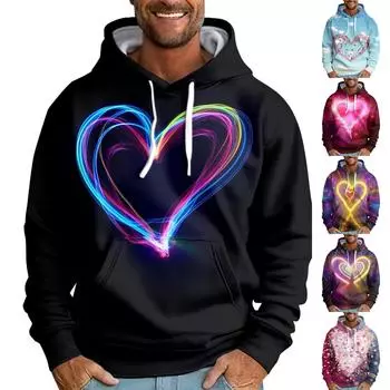 Мужская свободная толстовка с капюшоном с принтом, мужская повседневная модная спортивная толстовка L чёрный