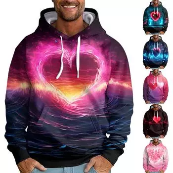 Мужская свободная толстовка с капюшоном с принтом, мужская повседневная модная спортивная толстовка L