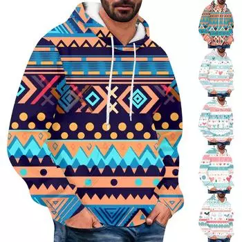 Мужская свободная толстовка с капюшоном с принтом, мужская повседневная модная спортивная толстовка L циан