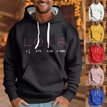 Мужская свободная толстовка с капюшоном с принтом, мужская повседневная модная спортивная толстовка L чёрный