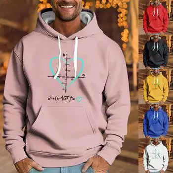 Мужская свободная толстовка с капюшоном с принтом, мужская повседневная модная спортивная толстовка L чёрный