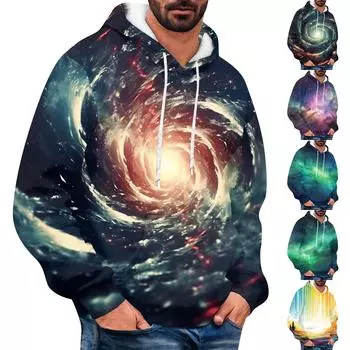 Мужская свободная толстовка с капюшоном с принтом, мужская повседневная модная спортивная толстовка L