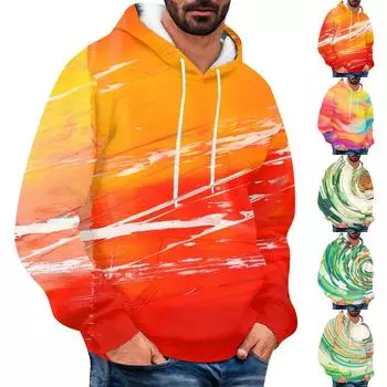 Мужская свободная толстовка с капюшоном с принтом, мужская повседневная модная спортивная толстовка L