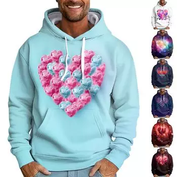 Мужская свободная толстовка с капюшоном с принтом, мужская повседневная модная спортивная толстовка L чёрный