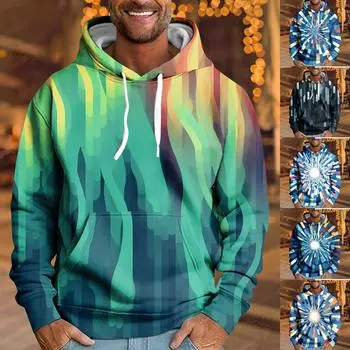 Мужская свободная толстовка с капюшоном с принтом, мужская повседневная модная спортивная толстовка L