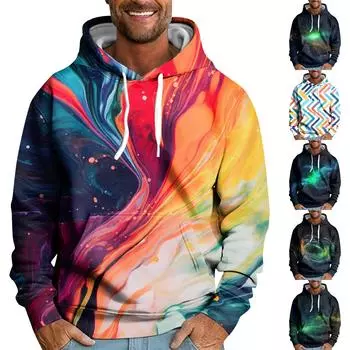 Мужская свободная толстовка с капюшоном с принтом, мужская повседневная модная спортивная толстовка L
