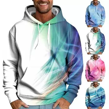 Мужская свободная толстовка с капюшоном с принтом, мужская повседневная модная спортивная толстовка L синий