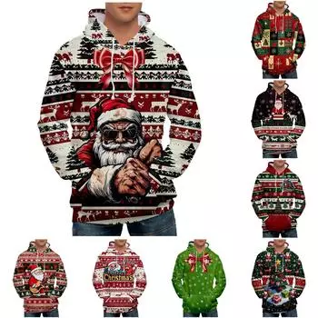 Мужская свободная толстовка с капюшоном с принтом, мужская повседневная модная спортивная толстовка L армия зеленый