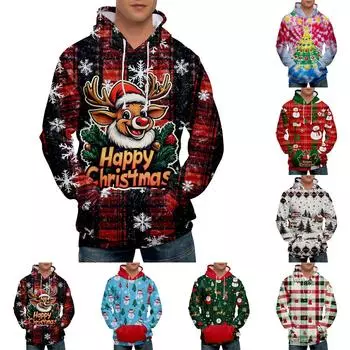 Мужская свободная толстовка с капюшоном с принтом, мужская повседневная модная спортивная толстовка L бежевый