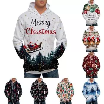 Мужская свободная толстовка с капюшоном с принтом, мужская повседневная модная спортивная толстовка L