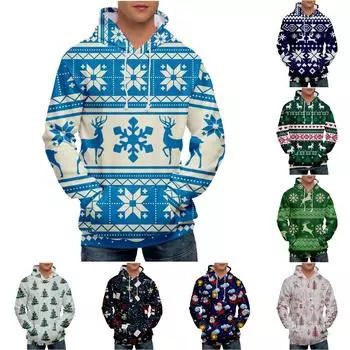 Мужская свободная толстовка с капюшоном с принтом, мужская повседневная модная спортивная толстовка L зелёный