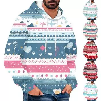 Мужская свободная толстовка с капюшоном с принтом, мужская повседневная модная спортивная толстовка L бежевый