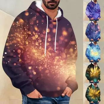 Мужская свободная толстовка с капюшоном с принтом, мужская повседневная модная спортивная толстовка L синий